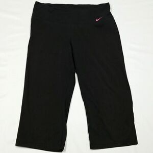 NIKE PANTS WOMENS SIZE MEDIUM CROPPED ATHLETIC PULL ON DRI-FIT BLACK EXERCISE